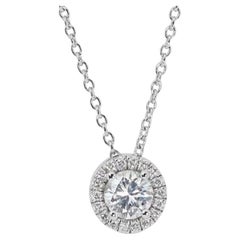 Collier sophistiqué en or blanc 18 carats avec halo de diamants ronds de 1,10 ct - GIA
