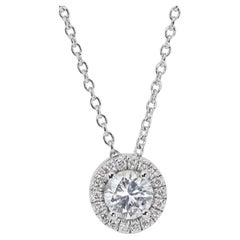 Collier sophistiqué en or blanc 18 carats avec halo de diamants ronds de 1,10 ct - GIA 