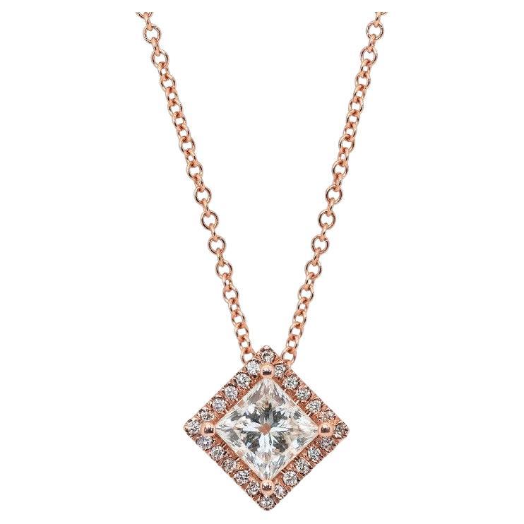Sophisticated 1.10ct Diamonds Necklace with Pendant in 18k Rose Gold