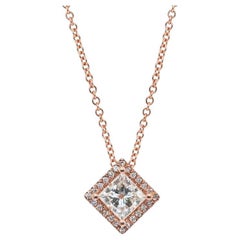 Sophisticated 1.10ct Diamonds Necklace with Pendant in 18k Rose Gold