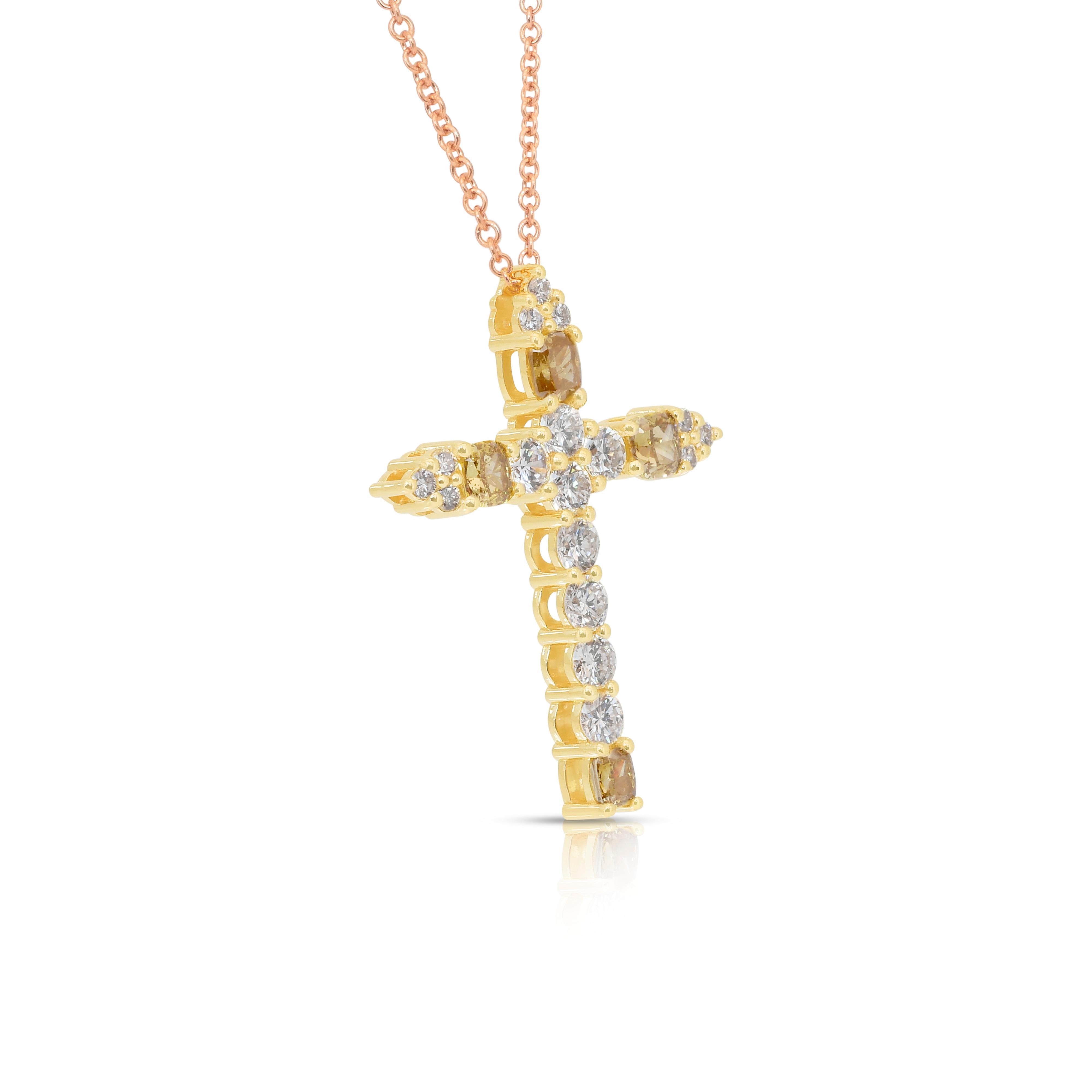 Donna Sofisticato ciondolo in oro giallo 18 carati con diamanti da 1,10 carati e catena in oro rosa 18 carati in vendita