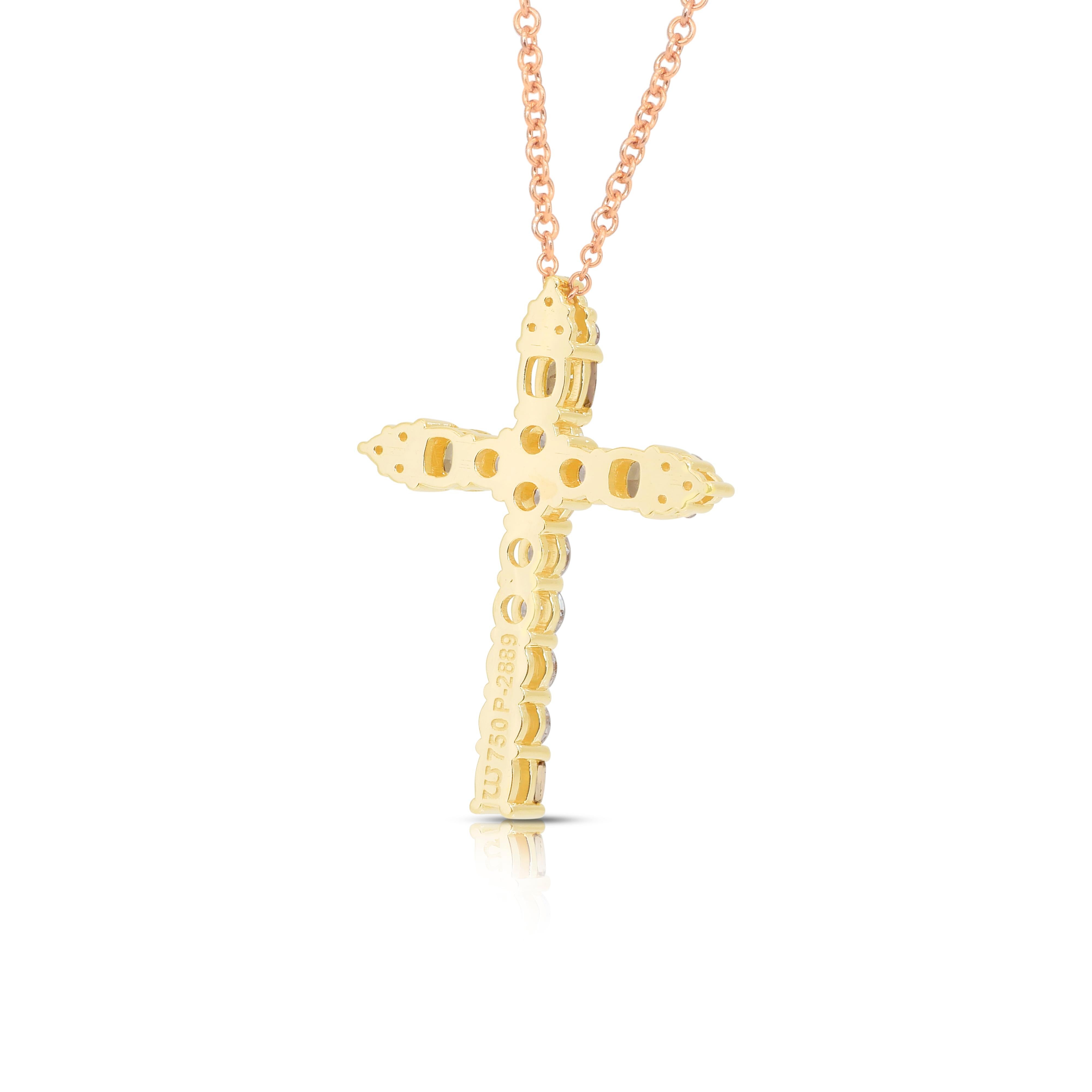 Sofisticato ciondolo in oro giallo 18 carati con diamanti da 1,10 carati e catena in oro rosa 18 carati in vendita 3