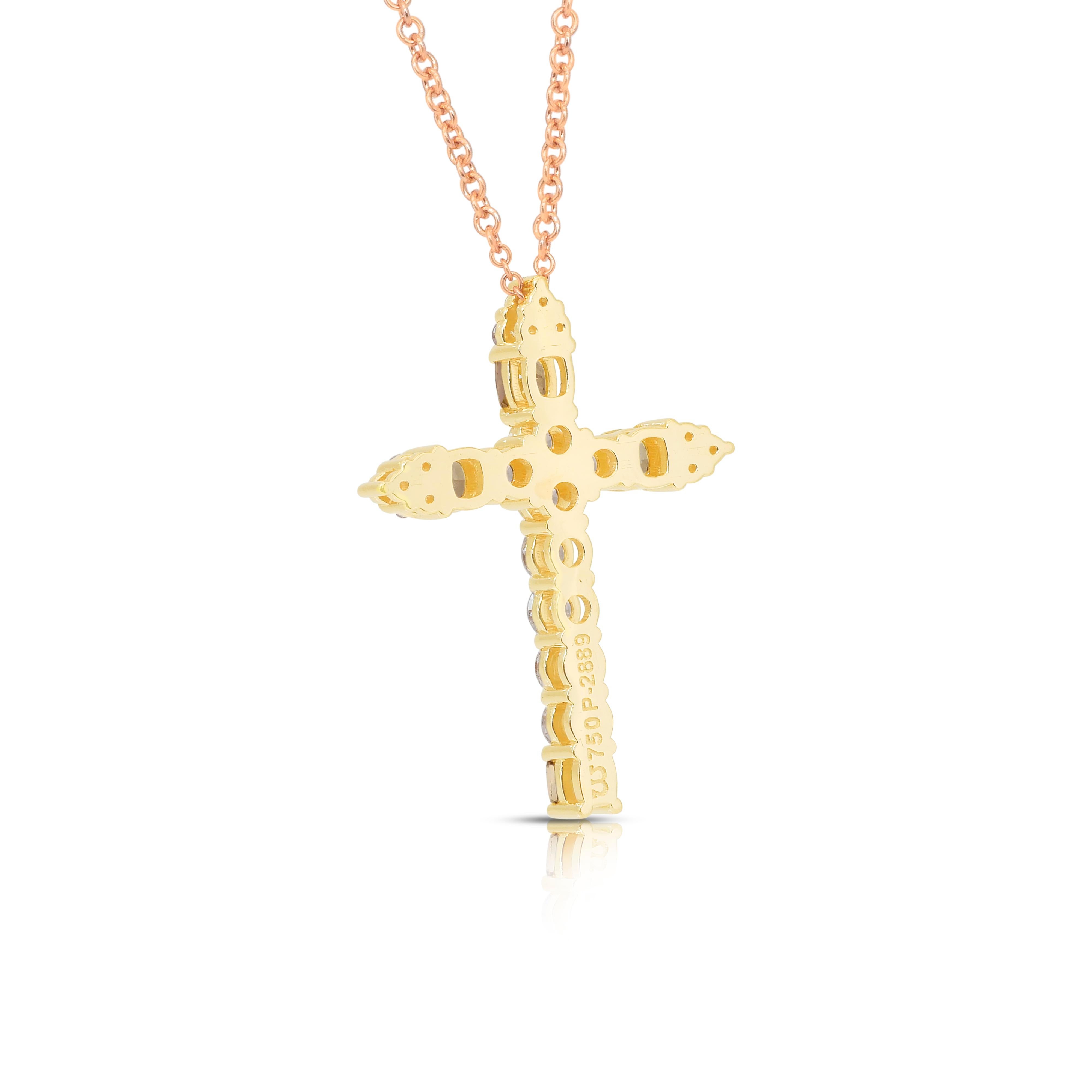 Sofisticato ciondolo in oro giallo 18 carati con diamanti da 1,10 carati e catena in oro rosa 18 carati in vendita 4