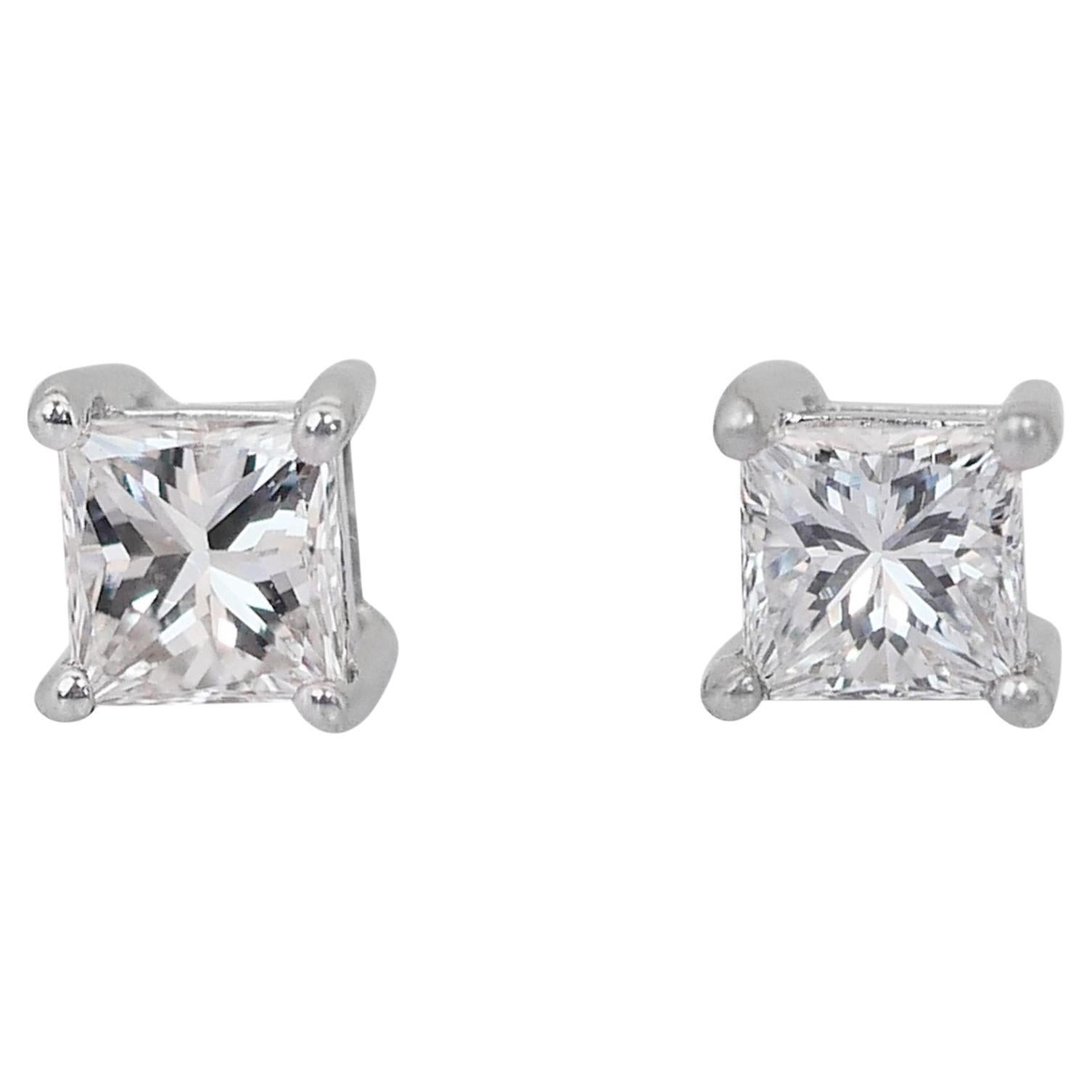 Sophisticated 1.14ct Diamonds Stud Earrings in 18k White Gold - GIA Certified