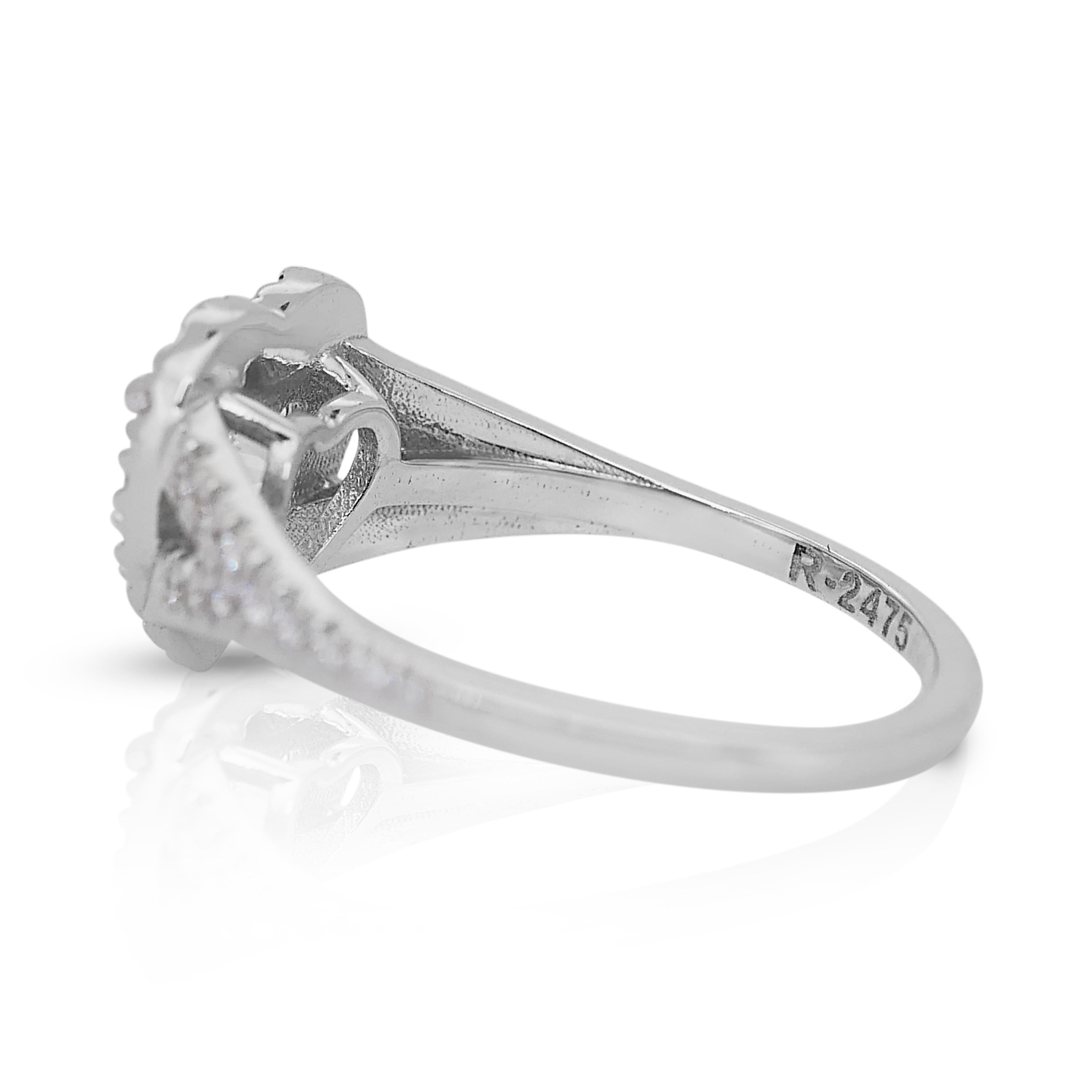 Women's Sophisticated 1.15ct Diamonds Halo Heart-Shaped Ring in 18k White Gold