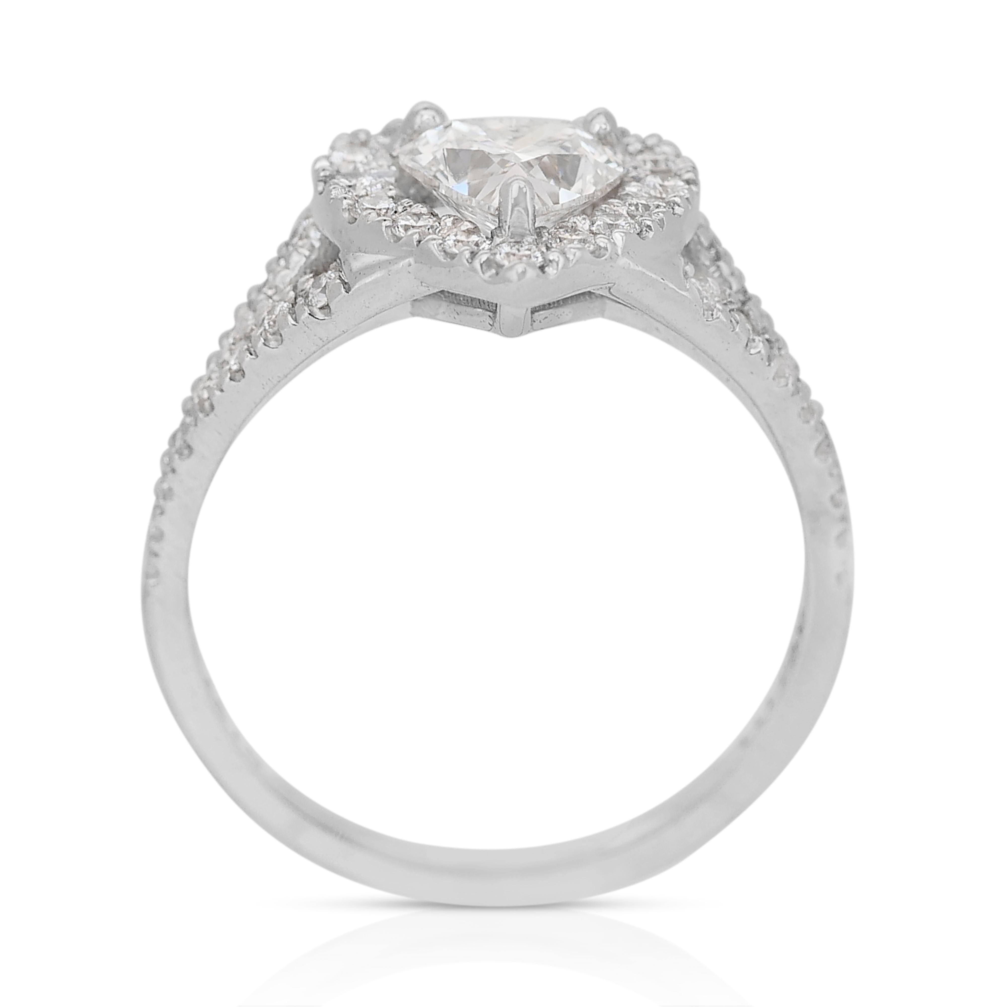 Sophisticated 1.15ct Diamonds Halo Heart-Shaped Ring in 18k White Gold 2