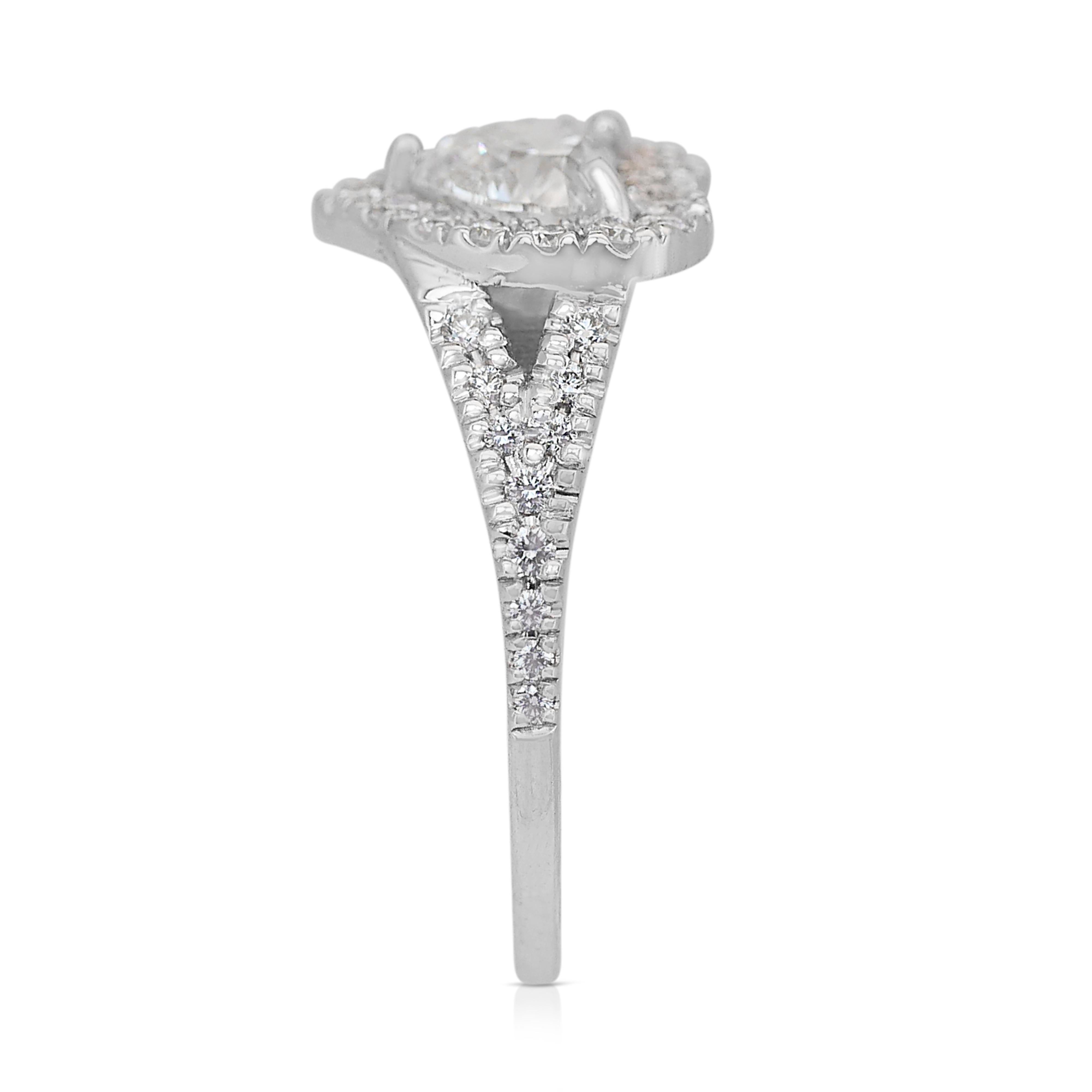 Sophisticated 1.15ct Diamonds Halo Heart-Shaped Ring in 18k White Gold 3