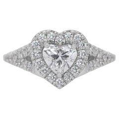 Sophisticated 1.15ct Diamonds Halo Heart-Shaped Ring in 18k White Gold