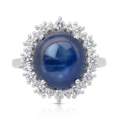 Raffinierter 11,69 Karat Saphir und Diamanten Cocktail-Ring aus 18 Karat Weißgold