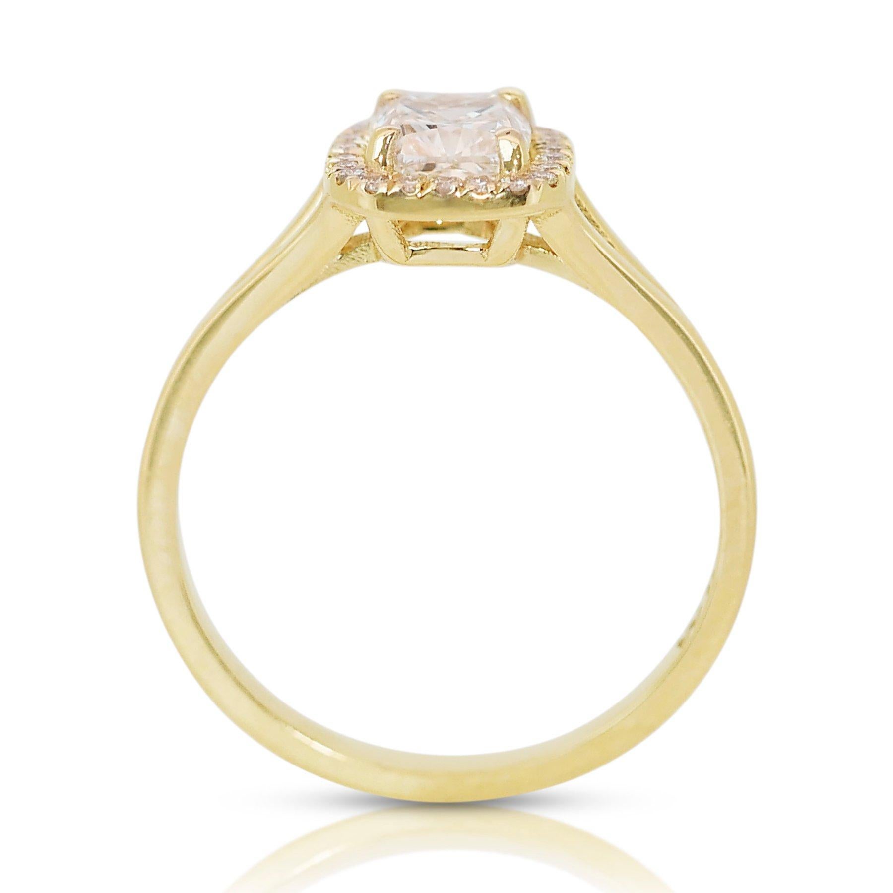 Sophisticated 1.19ct Double Excellent Ideal Cut Diamond Halo Ring -GIA Certified In New Condition For Sale In רמת גן, IL