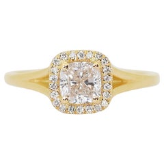 Sophisticated 1.19ct Double Excellent Ideal Cut Diamond Halo Ring -GIA Certified