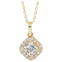 Sophisticated 1.20ct Double Excellent Ideal Cut Diamond Halo Necklace - GIA