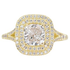 Sophisticated 1.20ct Double Excellent Ideal Cut Diamonds Double Halo Ring