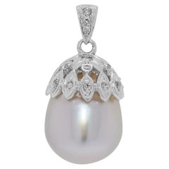 Sophisticated 12.1mm South Sea Pearl & 0.04ct Natural Diamond Pendant