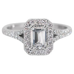 Raffinierter 1,22 Karat Diamanten Halo-Ring aus 18 Karat Weißgold - GIA zertifiziert