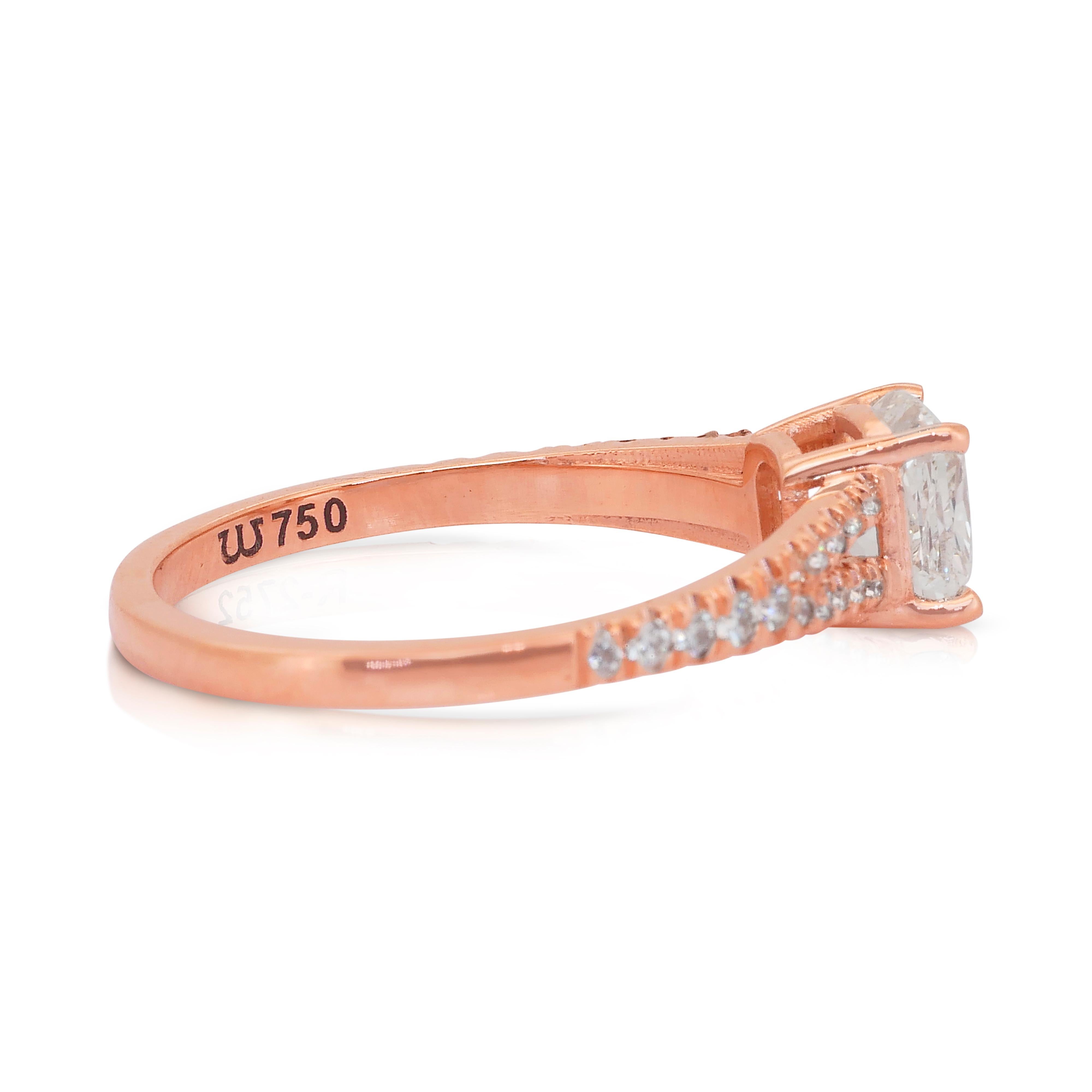 Sophisticated 1.22ct Diamonds Pave Ring in 18k Rose Gold - IGI Certified In New Condition For Sale In רמת גן, IL