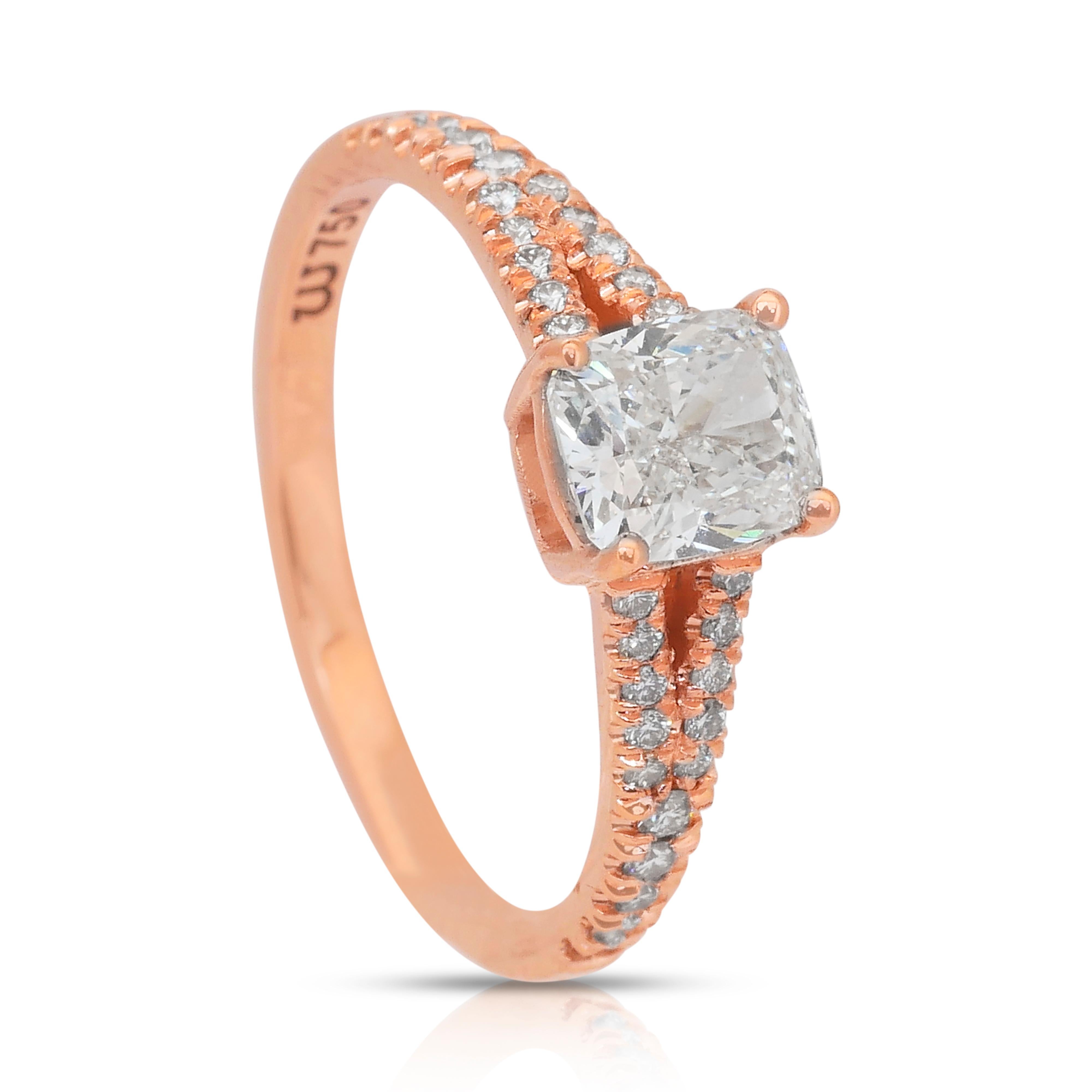 Sophisticated 1.22ct Diamonds Pave Ring in 18k Rose Gold - IGI Certified For Sale 3