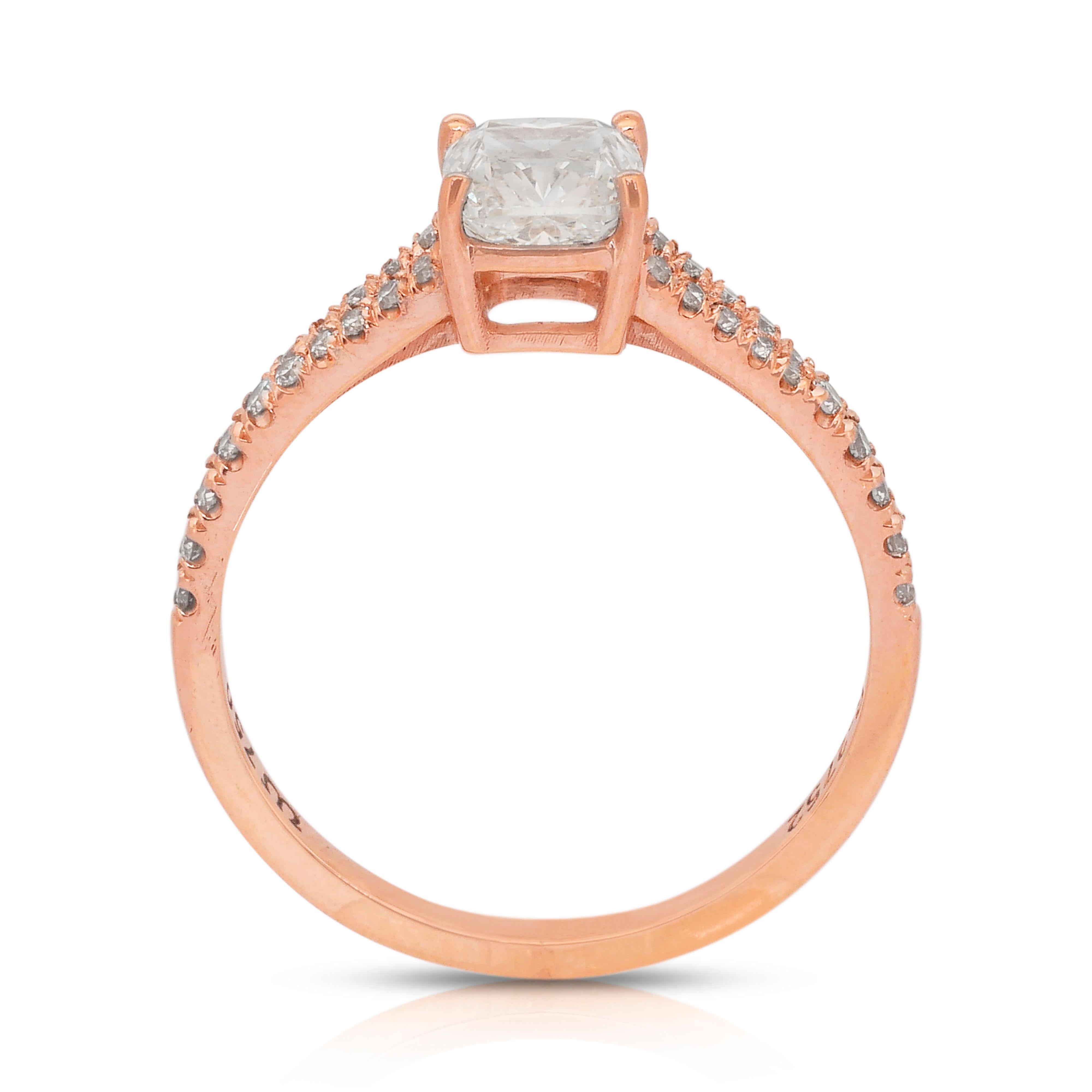 Sophisticated 1.22ct Diamonds Pave Ring in 18k Rose Gold - IGI Certified For Sale 4