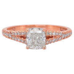 Sophisticated 1.22ct Diamonds Pave Ring in 18k Rose Gold - IGI Certified