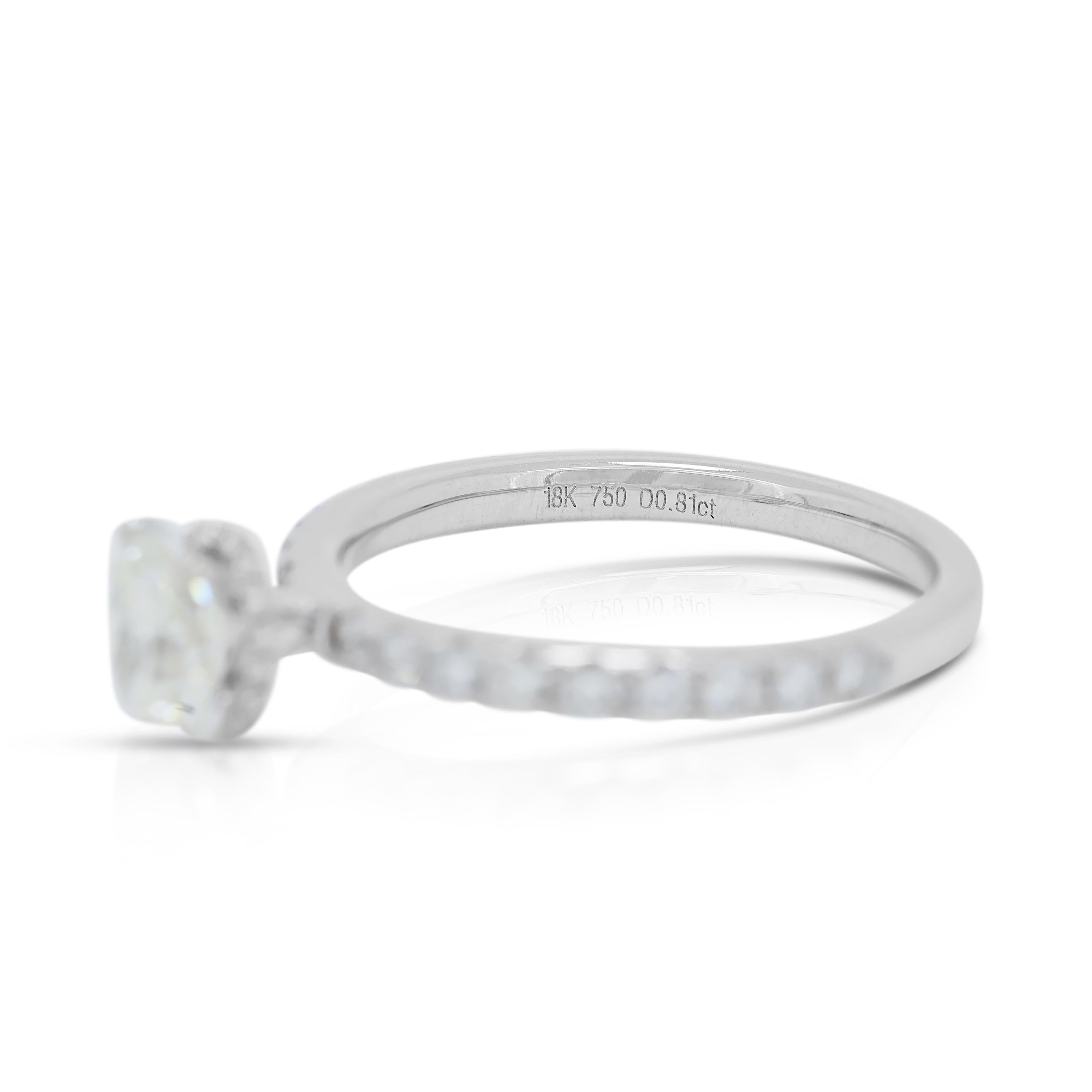 Cushion Cut Sophisticated 1.25ct Cushion-Cut Diamond Pave Ring in 18K White Gold