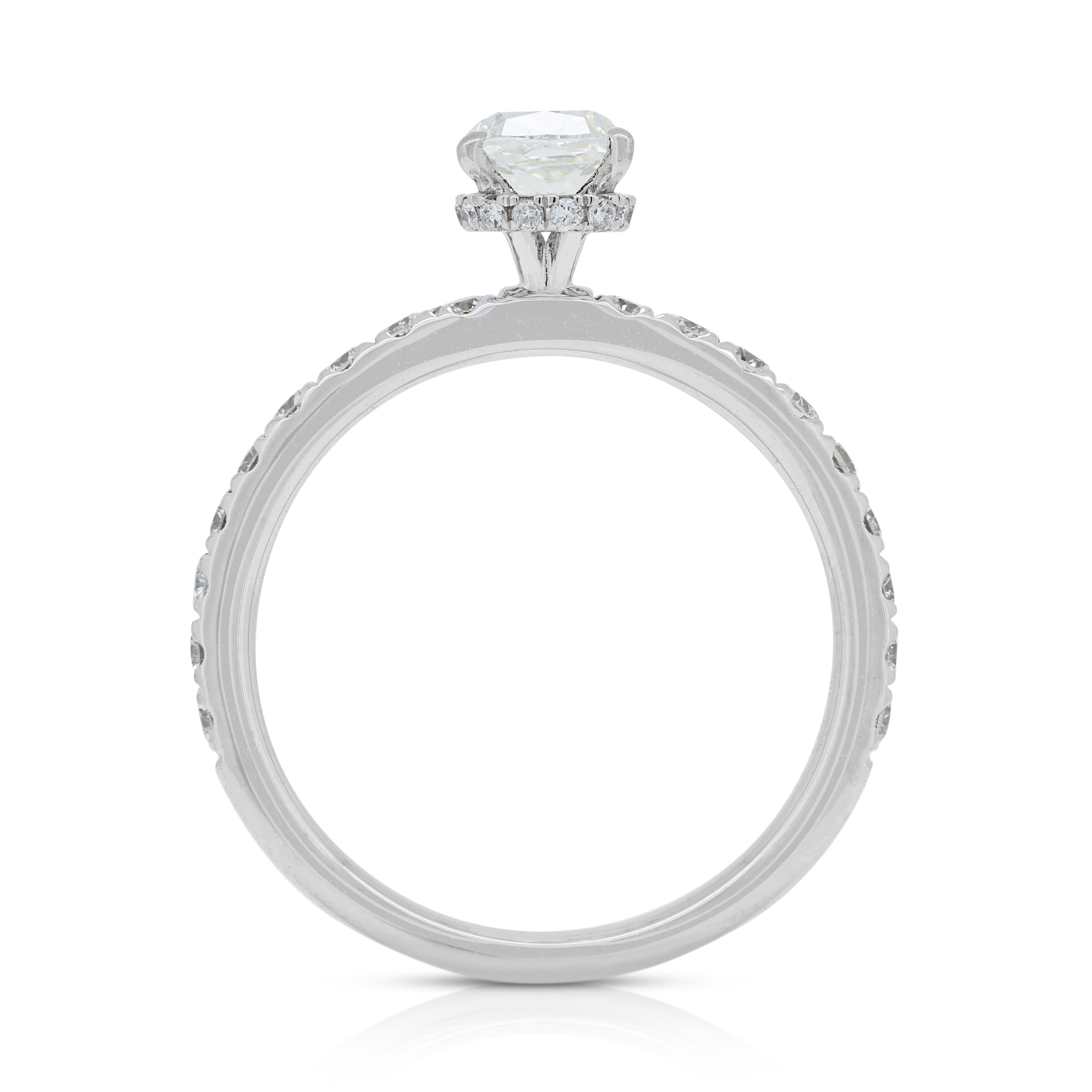 Sophisticated 1.25ct Cushion-Cut Diamond Pave Ring in 18K White Gold 2