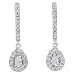 Sophisticated 1.28ct Plug Drop Natural Diamond Earrings in 18K White Gold