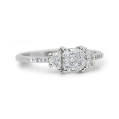 Sophisticated 1.30ct Double Excellent Ideal Cut Diamond 3-Stone Ring