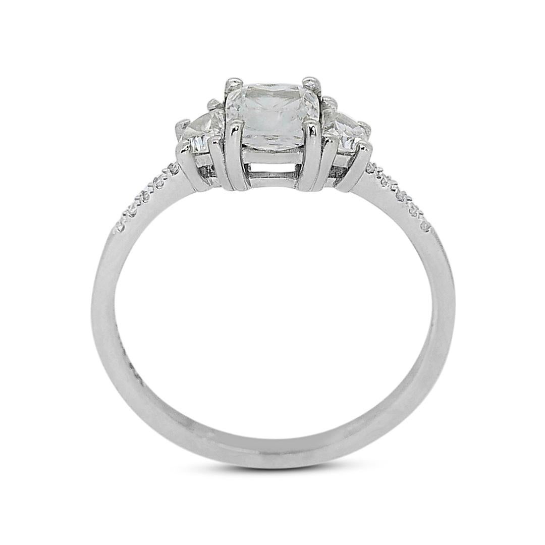Raffinierter 1,30 Karat Doppelter ausgezeichneter Diamantring mit 3 Steinen im Idealschliff im Angebot 3