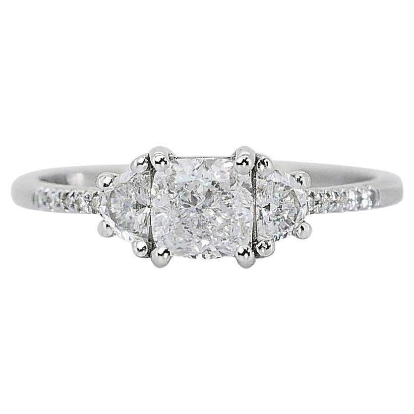 Sophisticated 1.30ct Double Excellent Ideal Cut Diamond 3-Stone Ring