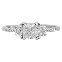 Sophisticated 1.30ct Double Excellent Ideal Cut Diamond 3-Stone Ring 