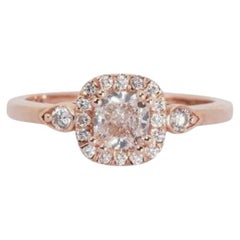Sophisticated 1.33ct Cushion Cut Pave Diamond Ring in 18K Pink Gold