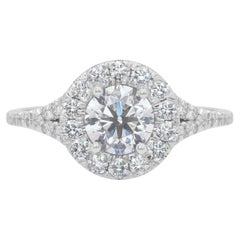 Sophisticated 1.38ct Diamonds Halo Ring in 18k White Gold - IGI Certified
