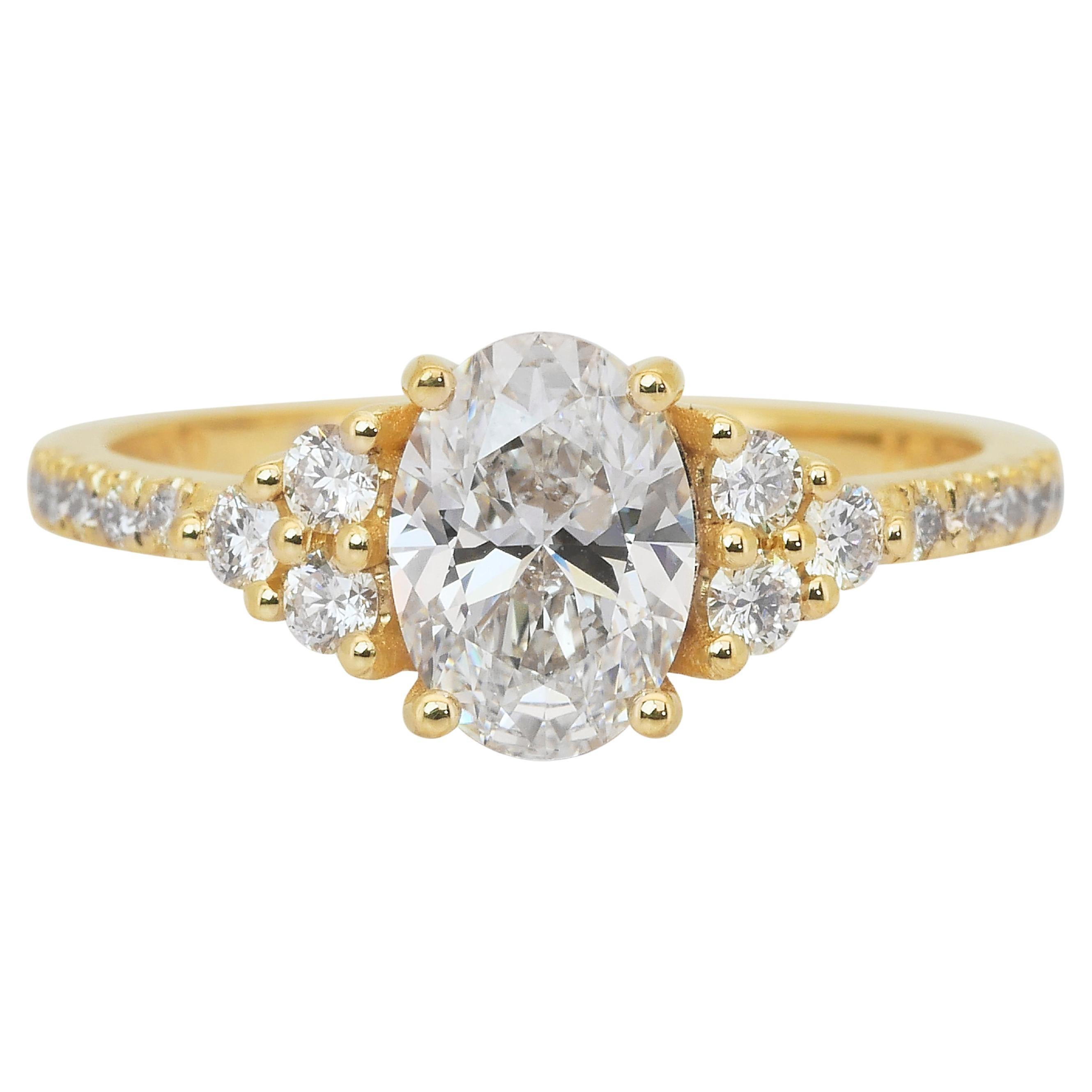 Anspruchsvolle 1,40ct Diamanten Pave Ring in 18k Gelbgold - IGI zertifiziert