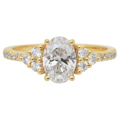 Anspruchsvolle 1,40ct Diamanten Pave Ring in 18k Gelbgold - IGI zertifiziert