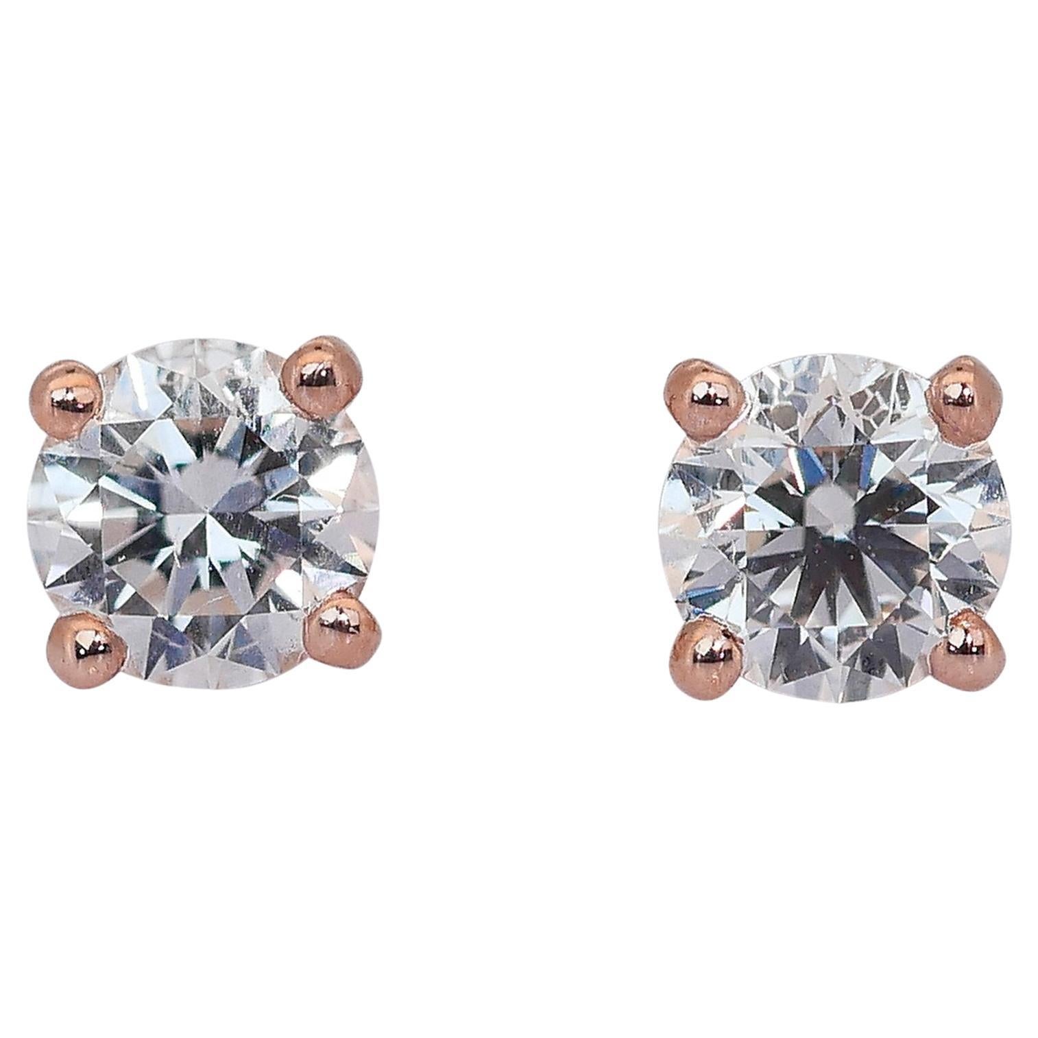 Sophisticated 1.40ct Diamonds Stud Earrings in 18k Rose Gold - GIA Certified