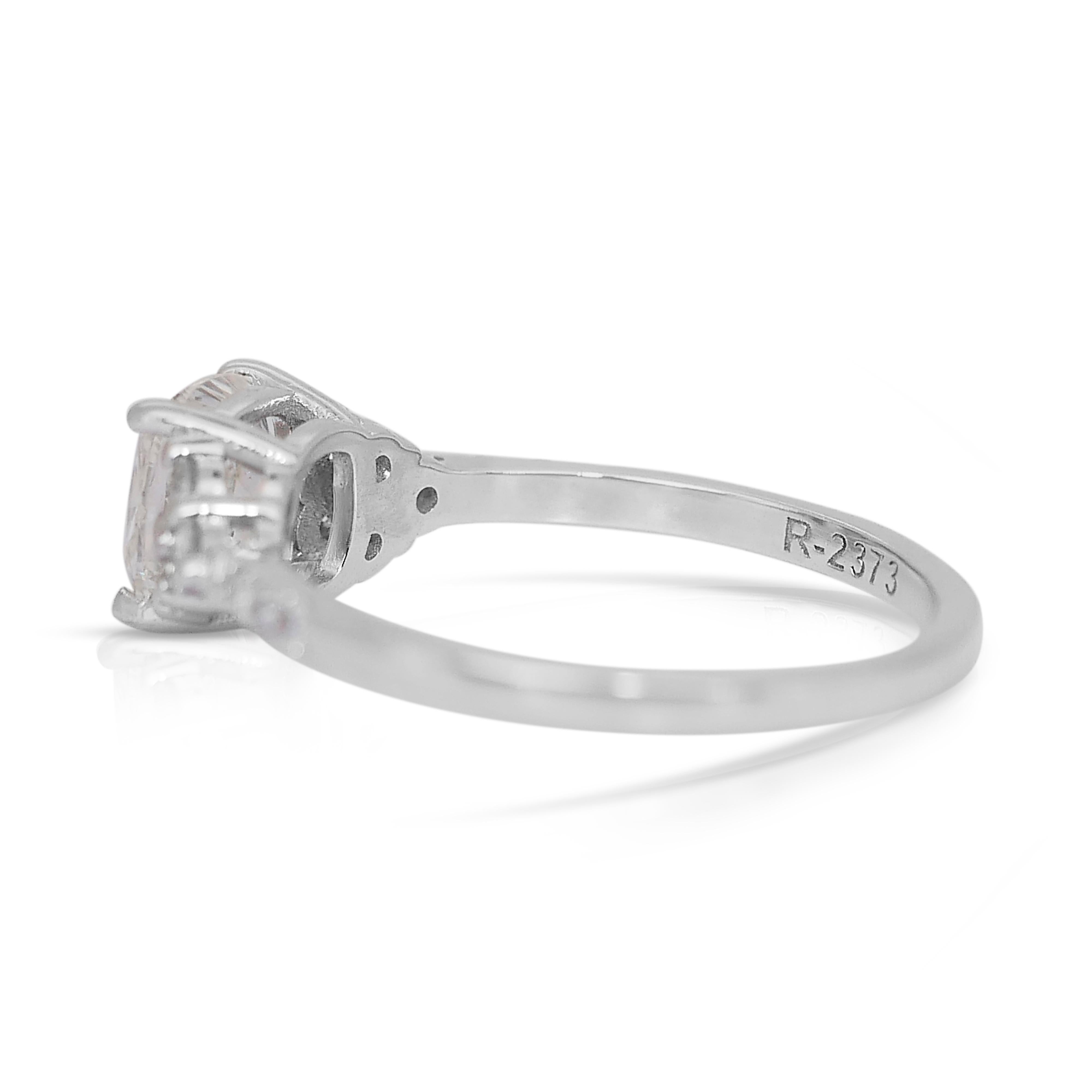 Sophisticated 1.46ct Diamonds Pave Ring in 14k White Gold - IGI Certified For Sale 1