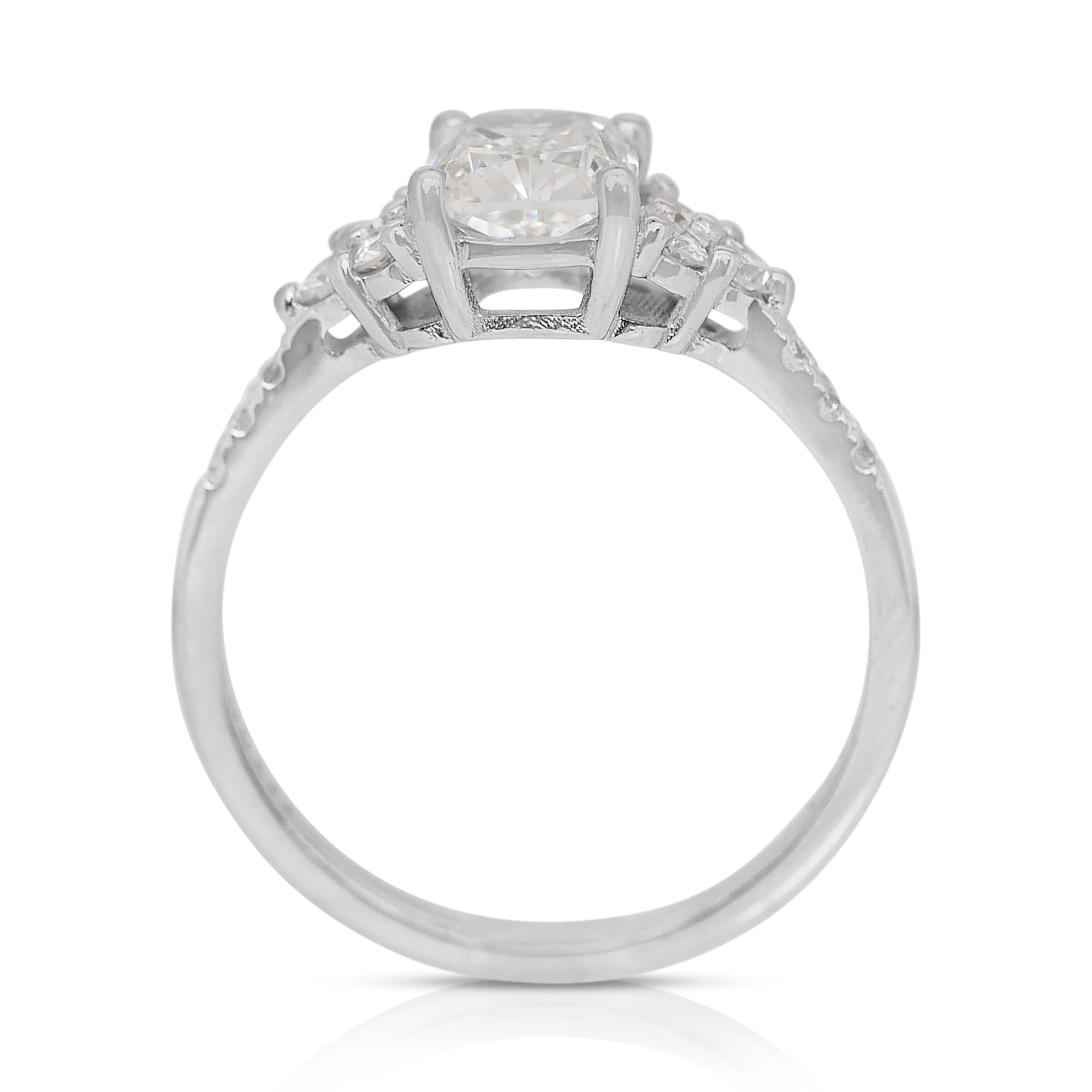 Sophisticated 1.46ct Diamonds Pave Ring in 14k White Gold - IGI Certified For Sale 4