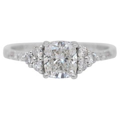 Sophisticated 1.46ct Diamonds Pave Ring in 14k White Gold - IGI Certified