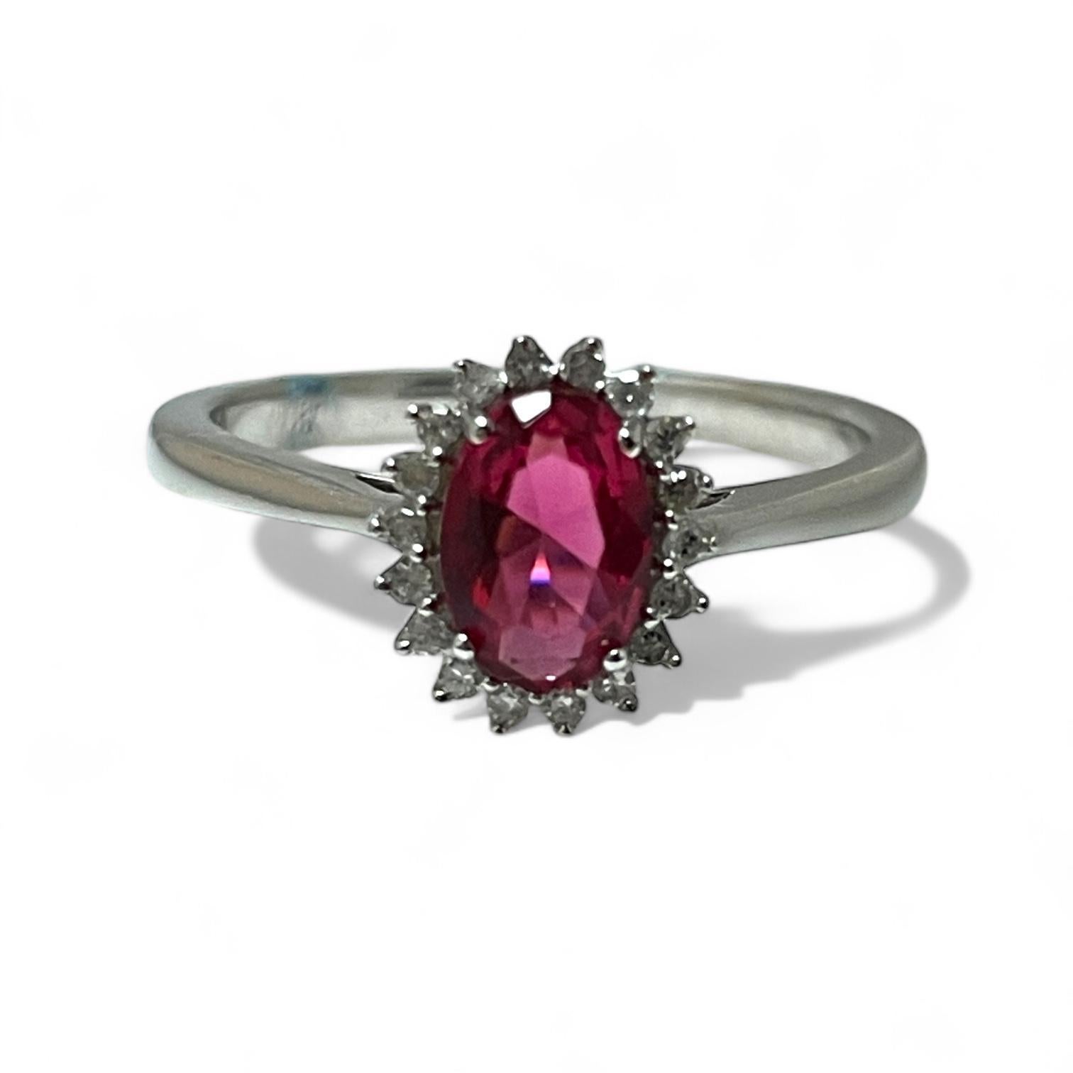Oval Cut Sophisticated 14K White Gold Red Gemstone Jewelry Collection For Sale