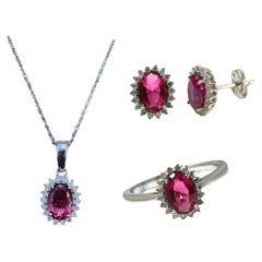 Sophisticated 14K White Gold Red Gemstone Jewelry Collection