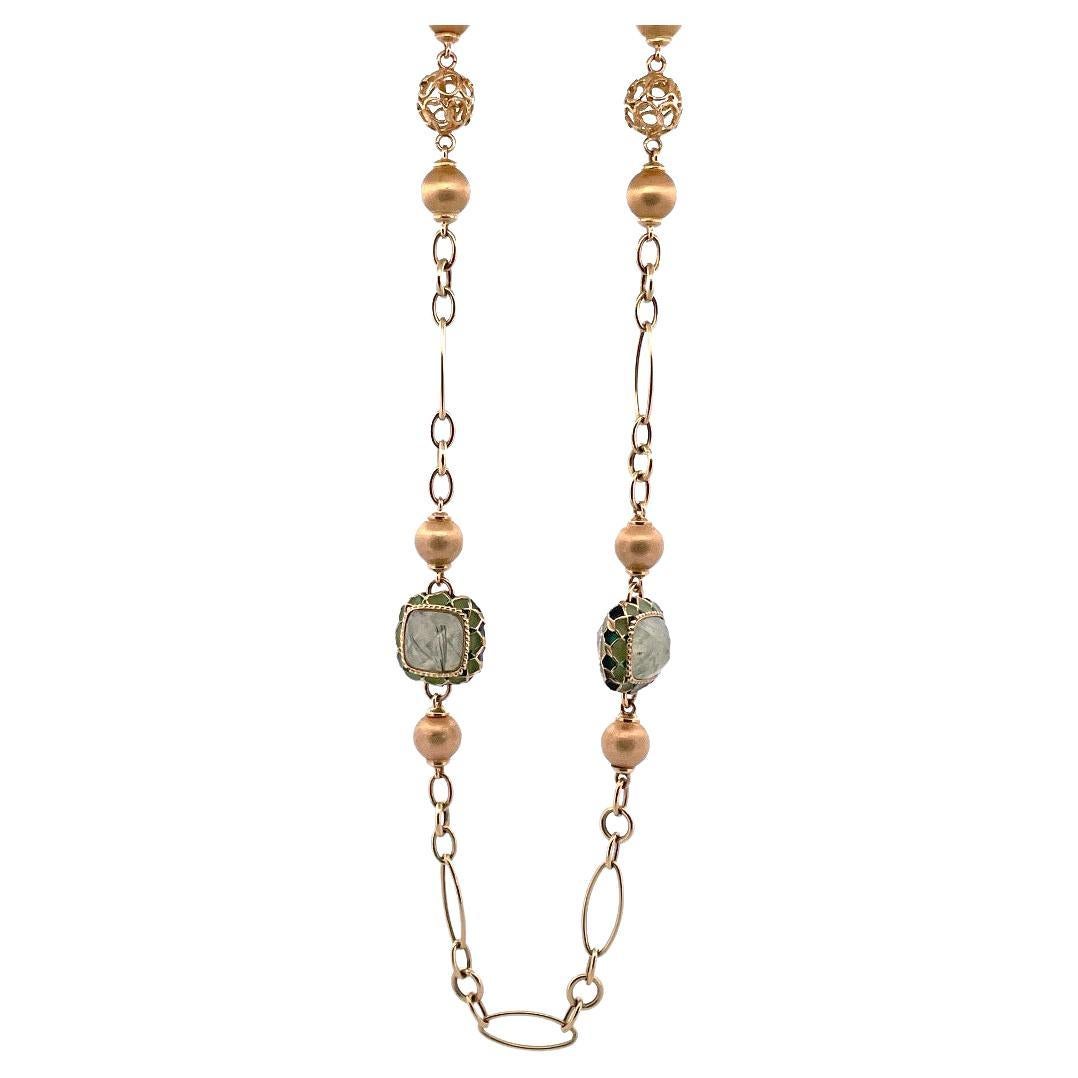 Sophisticated 14k Yellow Gold Two-Station Necklace with Jade