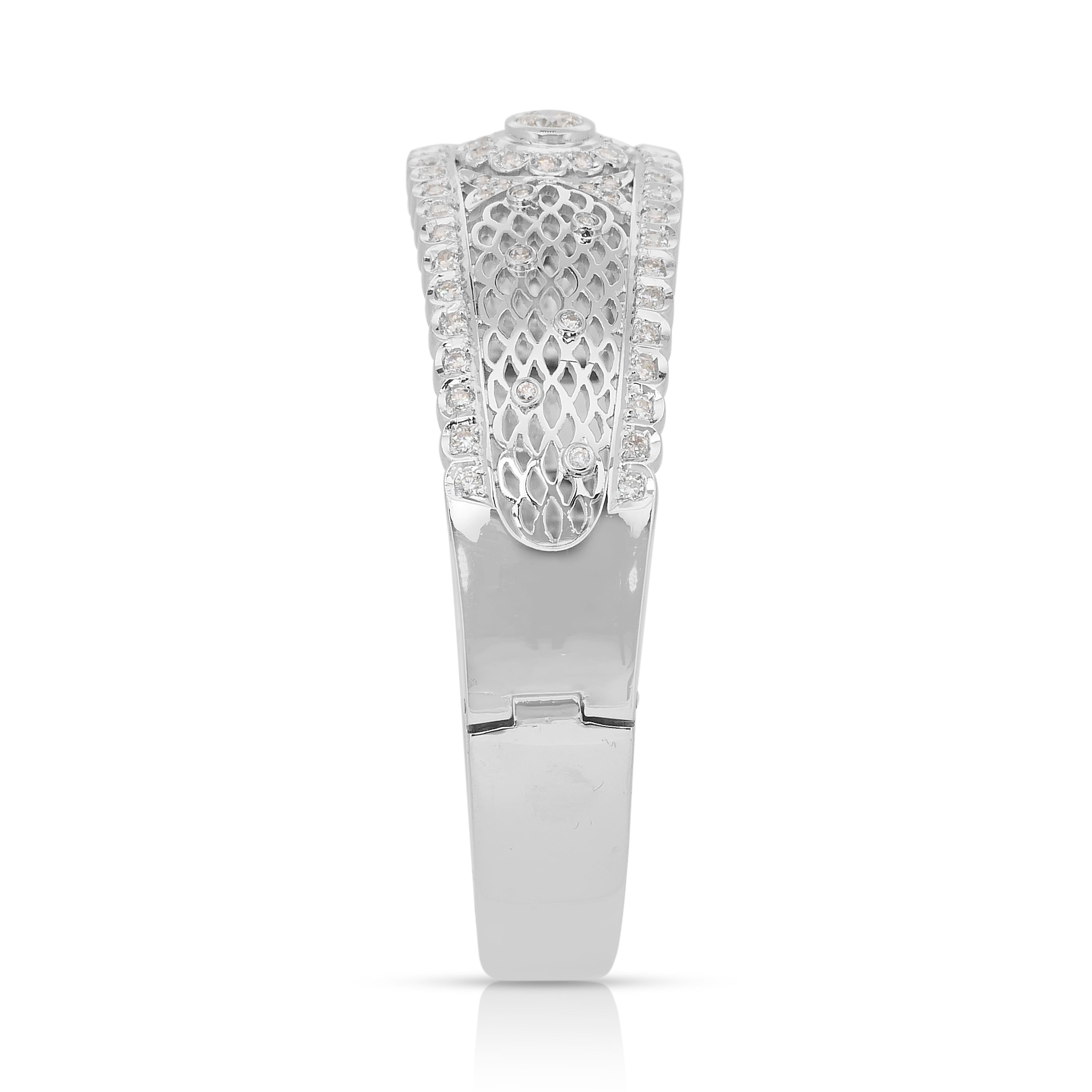 Bracelet sophistiqué en or blanc 18 carats de 1,50 ct de diamants - certifié IGI en vente 2