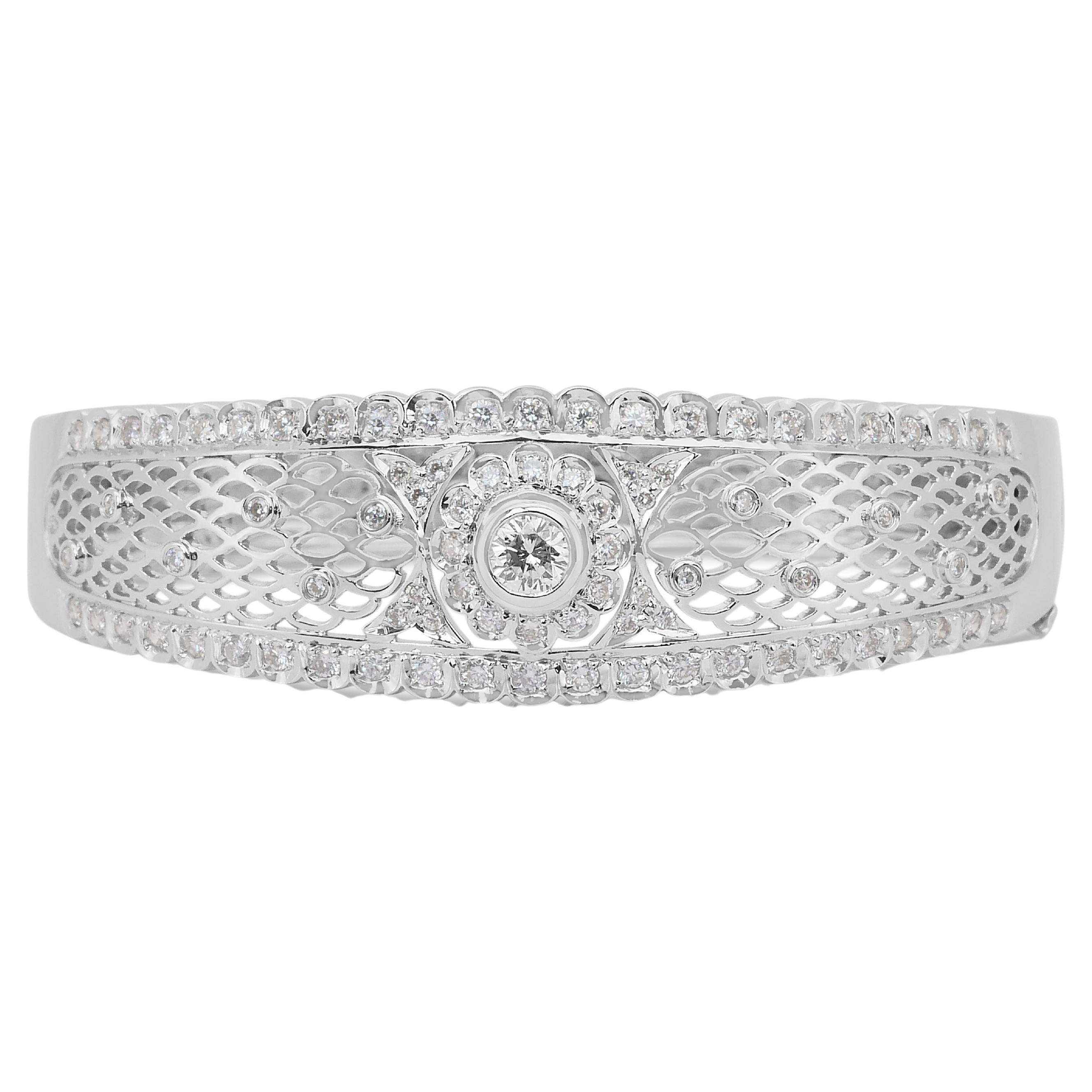 Bracelet sophistiqué en or blanc 18 carats de 1,50 ct de diamants - certifié IGI en vente