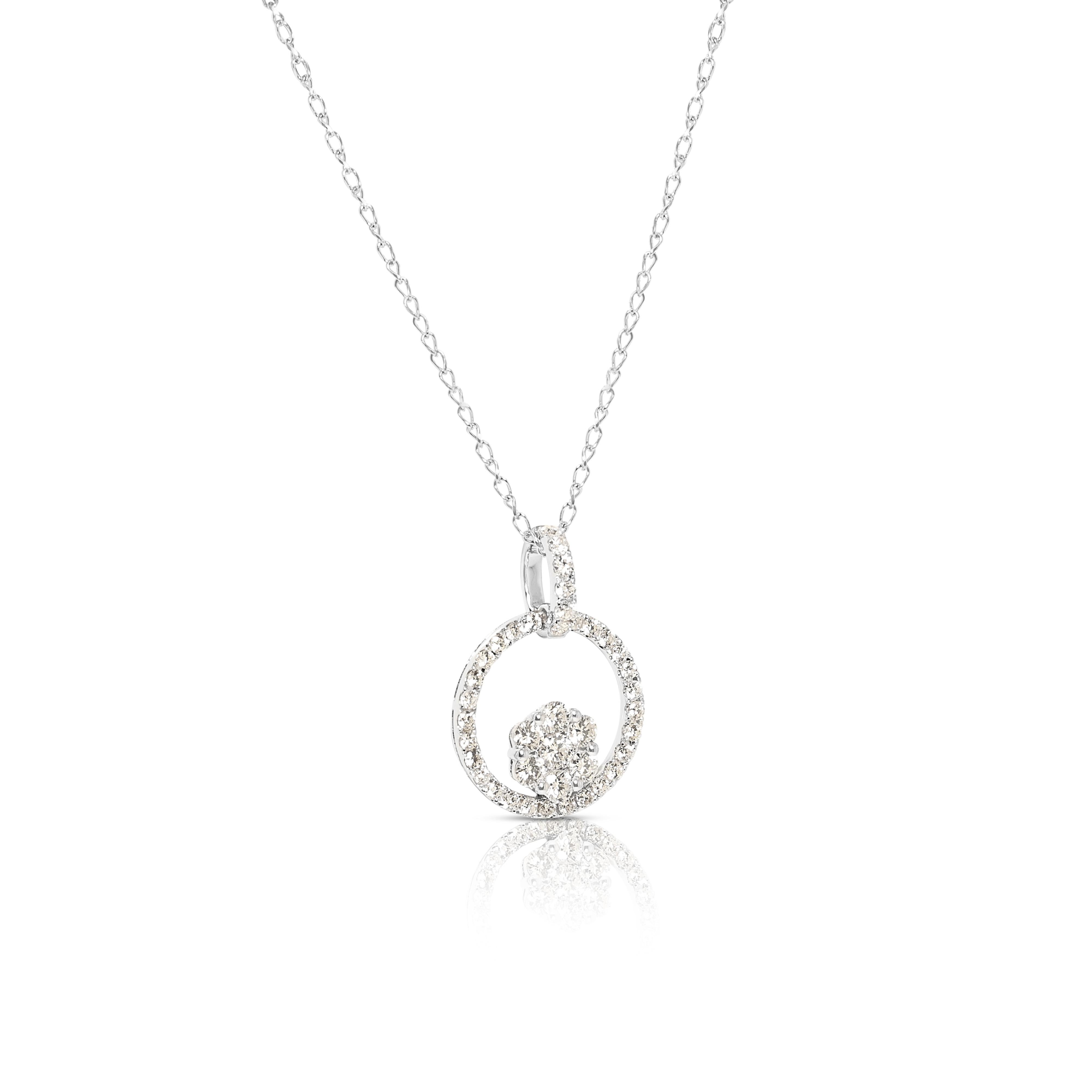 Taglio rotondo Sofisticata collana di diamanti da 1,57 carati in oro bianco 18 carati in vendita
