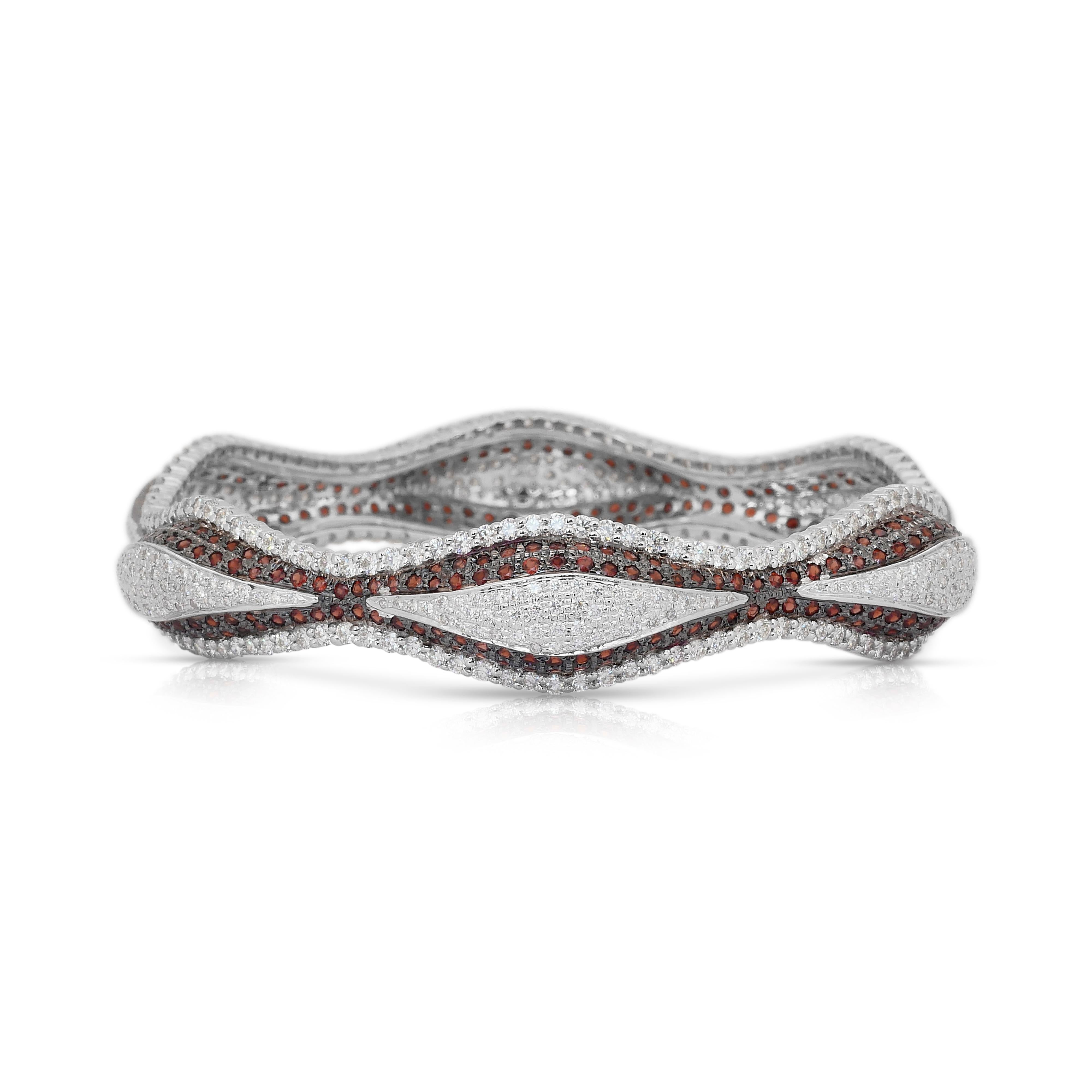 Taglio rotondo Sofisticato bracciale con spessartite e diamanti da 16,25 ct in oro bianco 18 carati - IGI in vendita