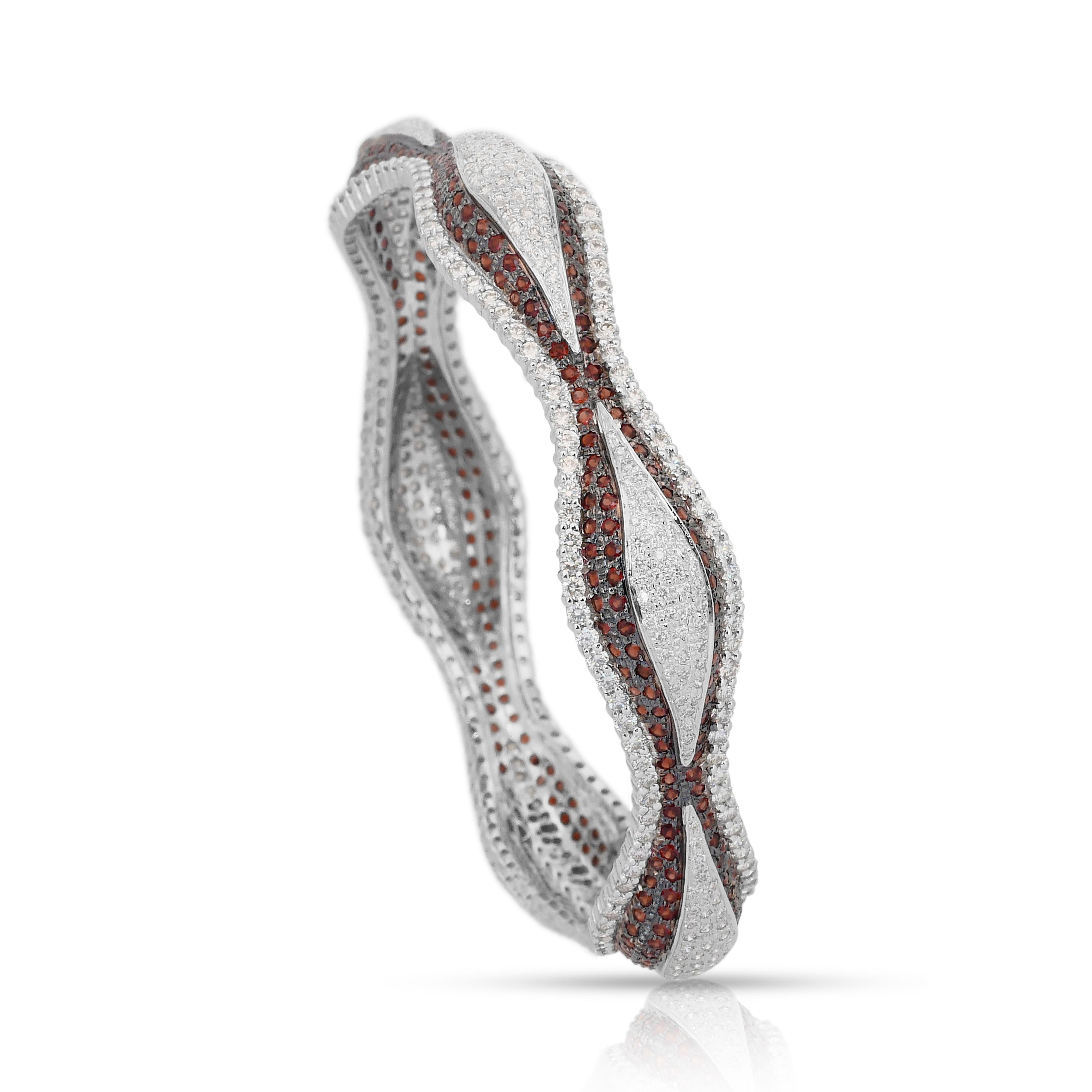 Sofisticato bracciale con spessartite e diamanti da 16,25 ct in oro bianco 18 carati - IGI In condizioni Nuovo in vendita a רמת גן, IL