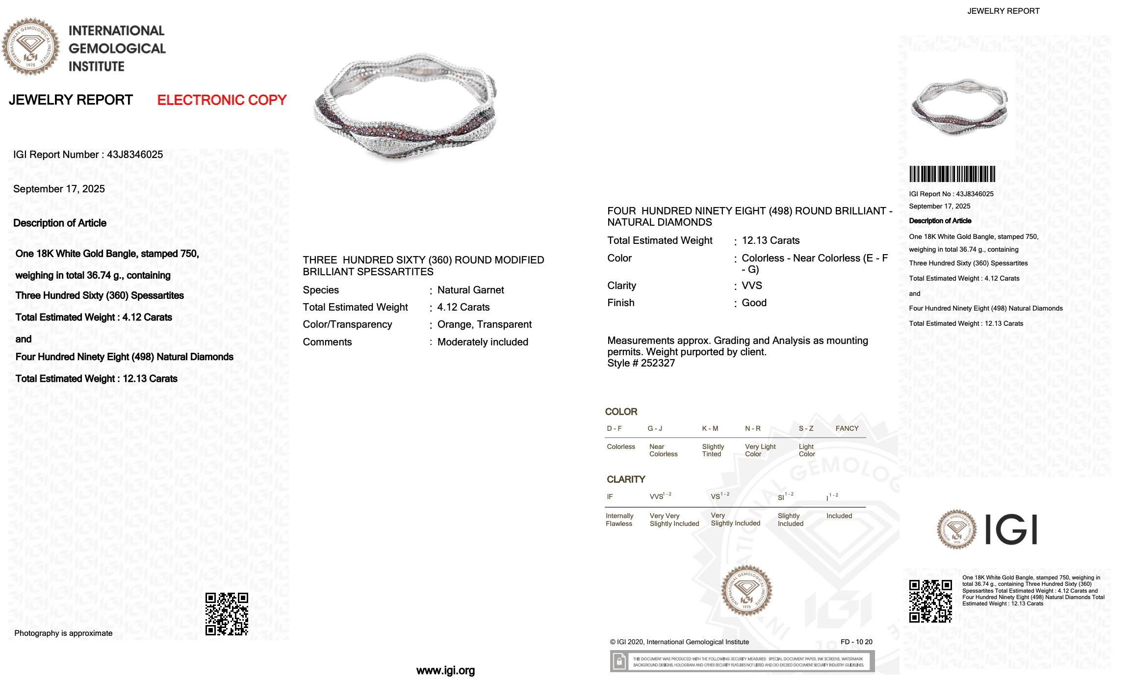 Sofisticato bracciale con spessartite e diamanti da 16,25 ct in oro bianco 18 carati - IGI in vendita 1