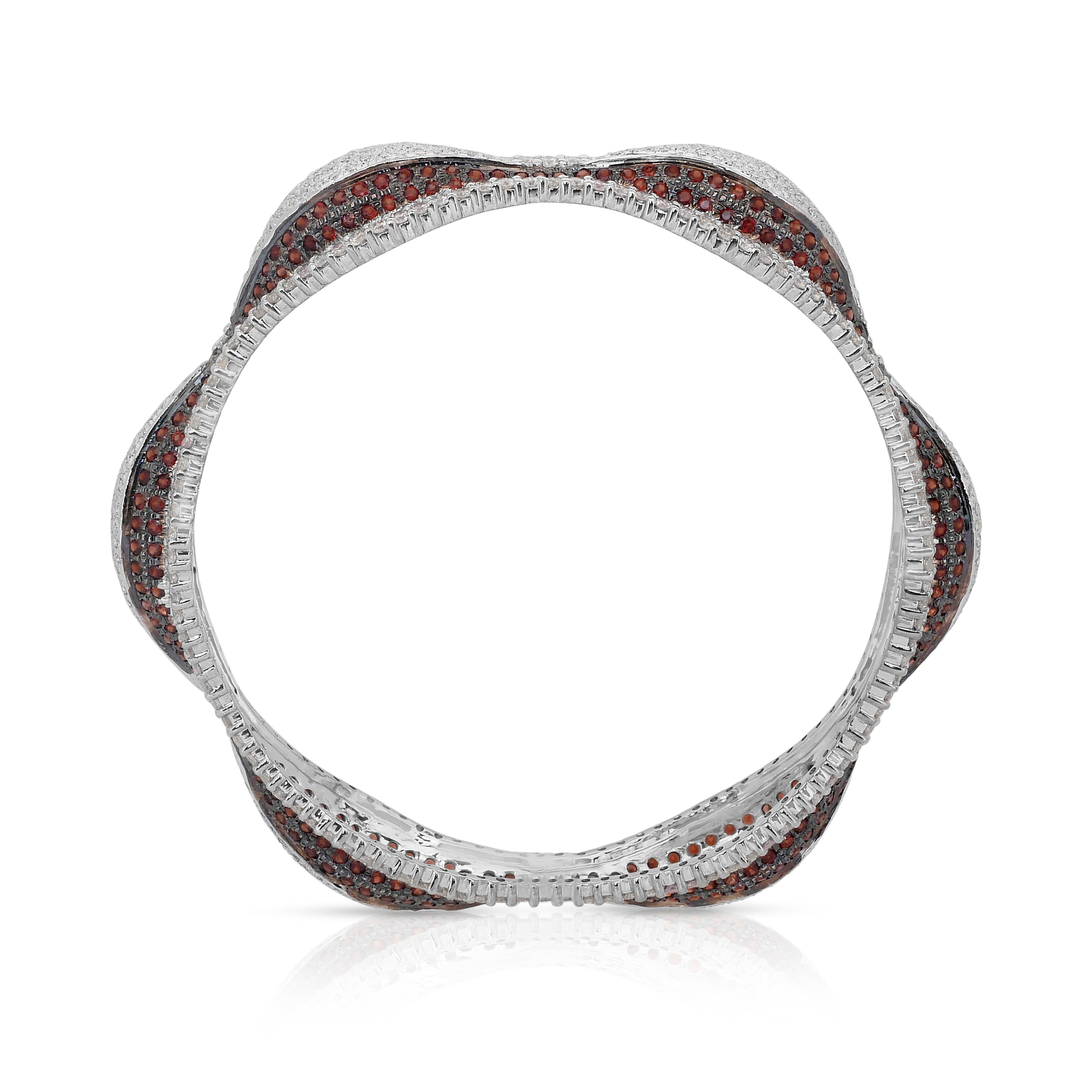 Sofisticato bracciale con spessartite e diamanti da 16,25 ct in oro bianco 18 carati - IGI in vendita 3