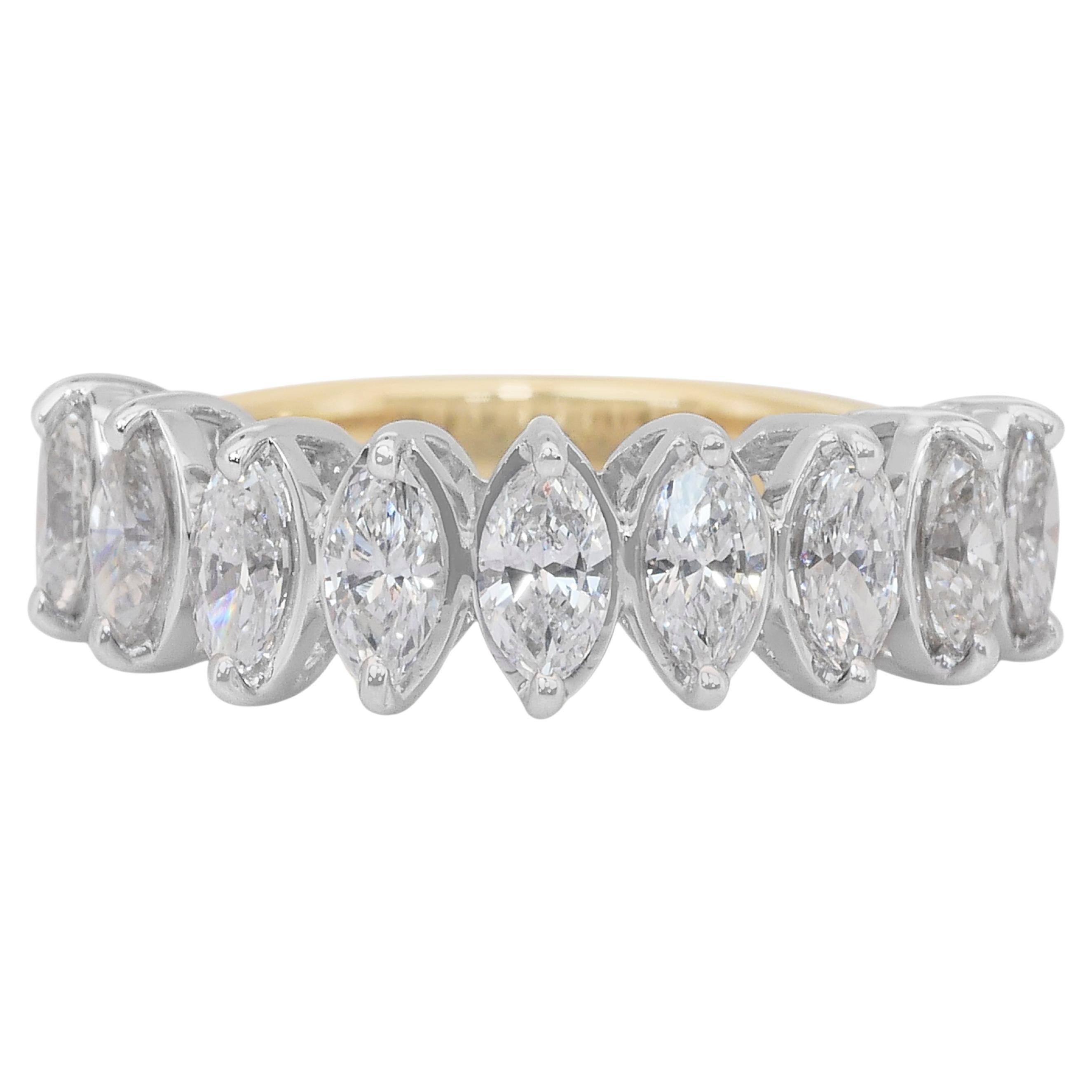 Sophisticated 1.63ct Diamonds Ring in 18k White & Yellow Gold - IGI Certified
