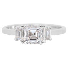 Sophisticated 1.64ct Diamond 3-Stone Ring in 18k White Gold - GIA Certified